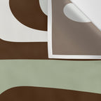 Mid-Century Modern Piquet Minimalist Abstract in Brown, Sage, Pale Gray, and Off White Wall Tapestry Gallery Image 3
