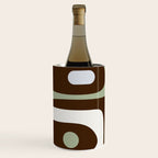 Mid-Century Modern Piquet Minimalist Abstract in Brown, Sage, Pale Gray, and Off White Wine Chiller Gallery Image 2