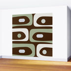 Mid-Century Modern Piquet Minimalist Abstract in Brown, Sage, Pale Gray, and Off White Wall Mural Gallery Image 2