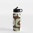 Mid-Century Modern Piquet Minimalist Abstract in Brown, Sage, Pale Gray, and Off White Water Bottle Gallery Image 1
