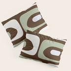 Mid-Century Modern Piquet Minimalist Abstract in Brown, Sage, Pale Gray, and Off White Pillow Sham Gallery Image 3