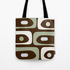 Mid-Century Modern Piquet Minimalist Abstract in Brown, Sage, Pale Gray, and Off White Tote Bag Gallery Image 1