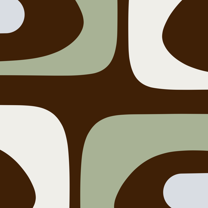 Mid-Century Modern Piquet Minimalist Abstract in Brown, Sage, Pale Gray, and Off White Coffee Mug Gallery Image 2