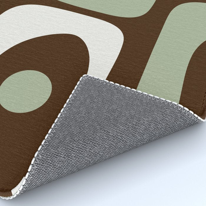 Mid-Century Modern Piquet Minimalist Abstract in Brown, Sage, Pale Gray, and Off White Rug Gallery Image 4