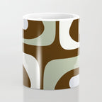 Mid-Century Modern Piquet Minimalist Abstract in Brown, Sage, Pale Gray, and Off White Coffee Mug Gallery Image 4