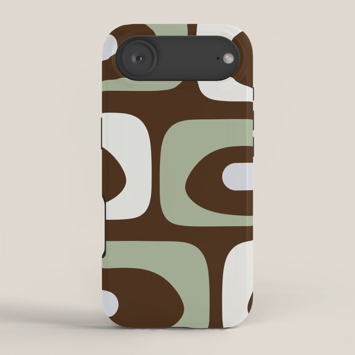 Mid-Century Modern Piquet Minimalist Abstract in Brown, Sage, Pale Gray, and Off White iPhone Case Gallery Image 2