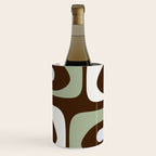 Mid-Century Modern Piquet Minimalist Abstract in Brown, Sage, Pale Gray, and Off White Wine Chiller Gallery Image 1
