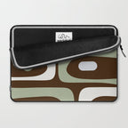 Mid-Century Modern Piquet Minimalist Abstract in Brown, Sage, Pale Gray, and Off White Laptop Sleeve Gallery Image 2