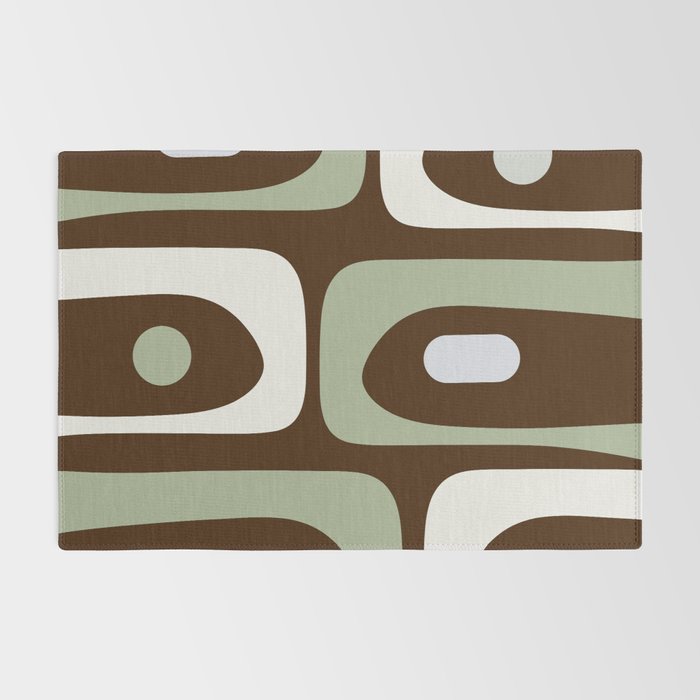 Mid-Century Modern Piquet Minimalist Abstract in Brown, Sage, Pale Gray, and Off White Rug Gallery Image 2