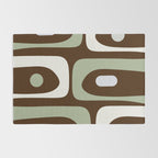 Mid-Century Modern Piquet Minimalist Abstract in Brown, Sage, Pale Gray, and Off White Rug Gallery Image 2