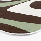 Mid-Century Modern Piquet Minimalist Abstract in Brown, Sage, Pale Gray, and Off White Bath Mat Gallery Image 3