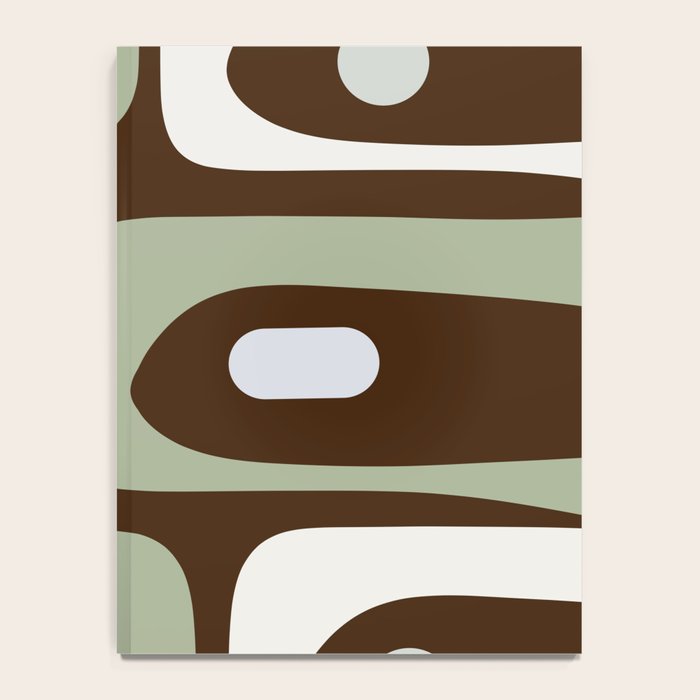 Mid-Century Modern Piquet Minimalist Abstract in Brown, Sage, Pale Gray, and Off White Notebook Gallery Image 4