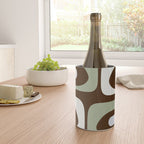 Mid-Century Modern Piquet Minimalist Abstract in Brown, Sage, Pale Gray, and Off White Wine Chiller Gallery Image 4