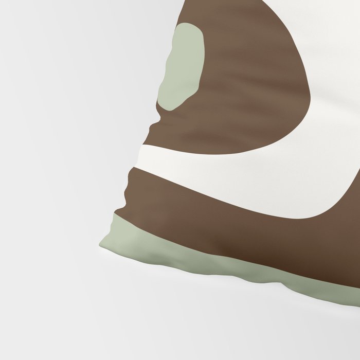 Mid-Century Modern Piquet Minimalist Abstract in Brown, Sage, Pale Gray, and Off White Pillow Sham Gallery Image 4