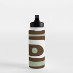 Mid-Century Modern Piquet Minimalist Abstract in Brown, Sage, Pale Gray, and Off White Water Bottle Gallery Image 3