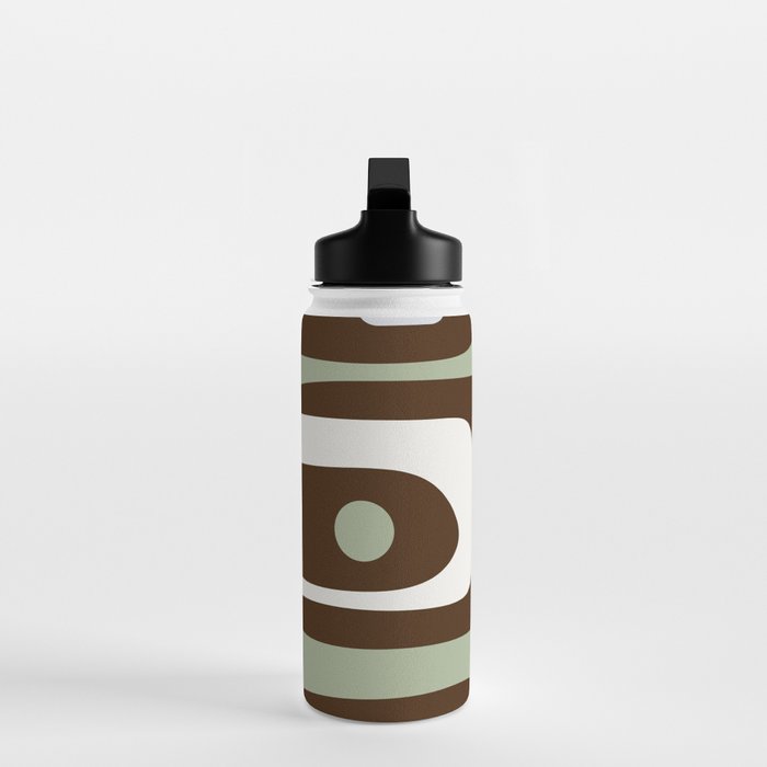 Mid-Century Modern Piquet Minimalist Abstract in Brown, Sage, Pale Gray, and Off White Water Bottle Gallery Image 3
