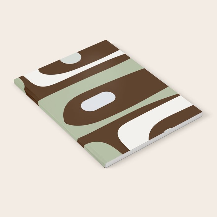 Mid-Century Modern Piquet Minimalist Abstract in Brown, Sage, Pale Gray, and Off White Notebook Gallery Image 2