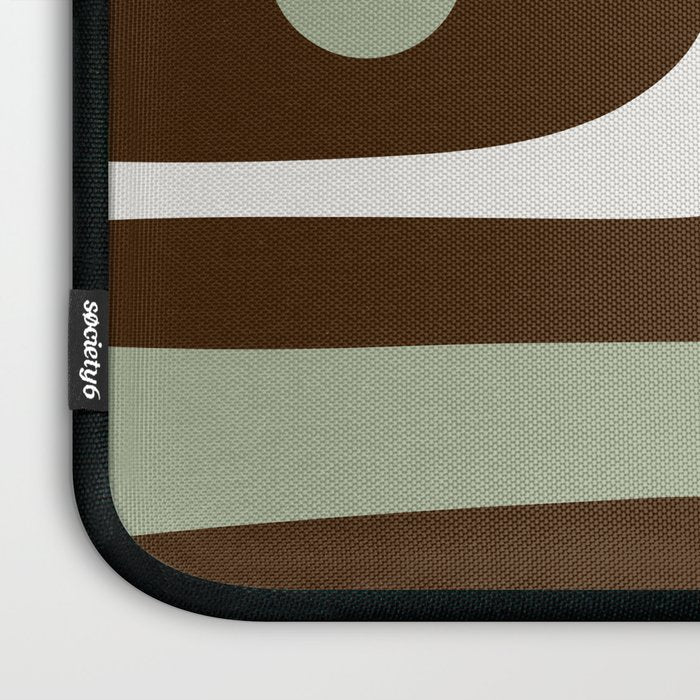Mid-Century Modern Piquet Minimalist Abstract in Brown, Sage, Pale Gray, and Off White Laptop Sleeve Gallery Image 3