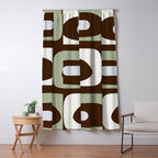 Mid-Century Modern Piquet Minimalist Abstract in Brown, Sage, Pale Gray, and Off White Window Curtain Gallery Image 5
