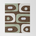 Mid-Century Modern Piquet Minimalist Abstract in Brown, Sage, Pale Gray, and Off White Throw Blanket Gallery Image 2