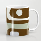 Mid-Century Modern Piquet Minimalist Abstract in Brown, Sage, Pale Gray, and Off White Coffee Mug Gallery Image 1