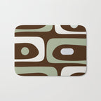 Mid-Century Modern Piquet Minimalist Abstract in Brown, Sage, Pale Gray, and Off White Bath Mat Gallery Image 1