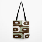 Mid-Century Modern Piquet Minimalist Abstract in Brown, Sage, Pale Gray, and Off White Tote Bag Gallery Image 2