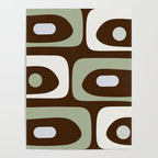 Mid-Century Modern Piquet Minimalist Abstract in Brown, Sage, Pale Gray, and Off White Poster Gallery Image 4