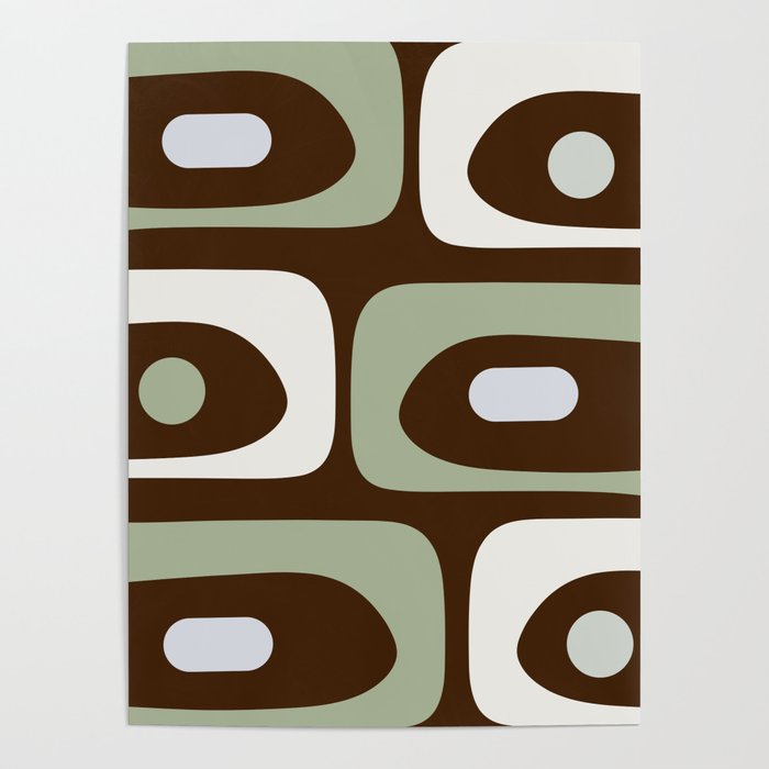 Mid-Century Modern Piquet Minimalist Abstract in Brown, Sage, Pale Gray, and Off White Poster Gallery Image 4