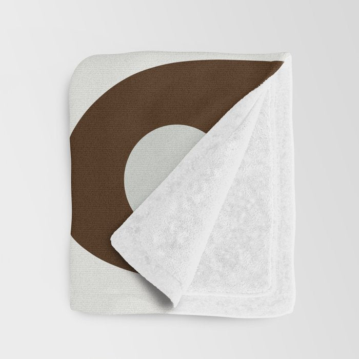 Mid-Century Modern Piquet Minimalist Abstract in Brown, Sage, Pale Gray, and Off White Throw Blanket Gallery Image 3
