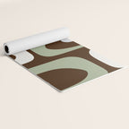 Mid-Century Modern Piquet Minimalist Abstract in Brown, Sage, Pale Gray, and Off White Yoga Mat Gallery Image 2