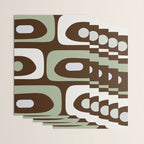 Mid-Century Modern Piquet Minimalist Abstract in Brown, Sage, Pale Gray, and Off White Wrapping Paper Gallery Image 3