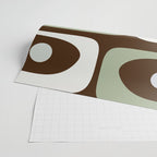 Mid-Century Modern Piquet Minimalist Abstract in Brown, Sage, Pale Gray, and Off White Wrapping Paper Gallery Image 2