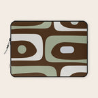 Mid-Century Modern Piquet Minimalist Abstract in Brown, Sage, Pale Gray, and Off White Laptop Sleeve Gallery Image 1