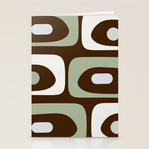Mid-Century Modern Piquet Minimalist Abstract in Brown, Sage, Pale Gray, and Off White Stationery Card Gallery Image 2