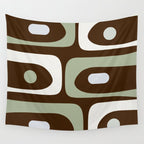 Mid-Century Modern Piquet Minimalist Abstract in Brown, Sage, Pale Gray, and Off White Wall Tapestry Gallery Image 4