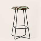 Mid-Century Modern Piquet Minimalist Abstract in Brown, Sage, Pale Gray, and Off White Stool Gallery Image 1