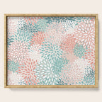 Modern Floral Prints, Coral Teal and Green Serving Tray Gallery Image 1