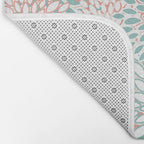 Modern Floral Prints, Coral Teal and Green Bath Mat Gallery Image 2