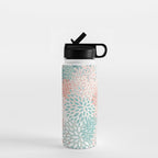 Modern Floral Prints, Coral Teal and Green Water Bottle Gallery Image 1