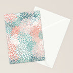 Modern Floral Prints, Coral Teal and Green Stationery Card Gallery Image 2