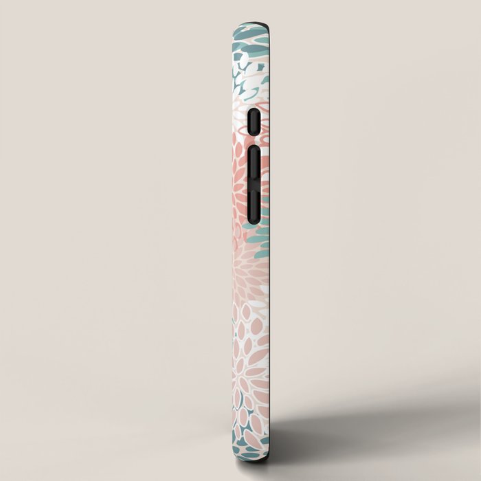 Modern Floral Prints, Coral Teal and Green iPhone Case Gallery Image 2