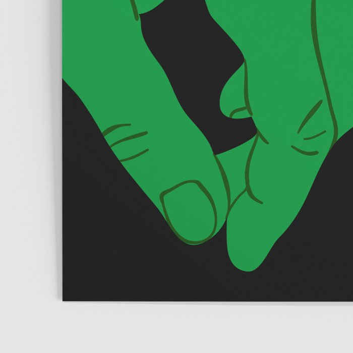 Colorful people holding hands flat cartoon illustration print Poster Gallery Image 3