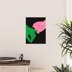 Colorful people holding hands flat cartoon illustration print Poster Gallery Image 2
