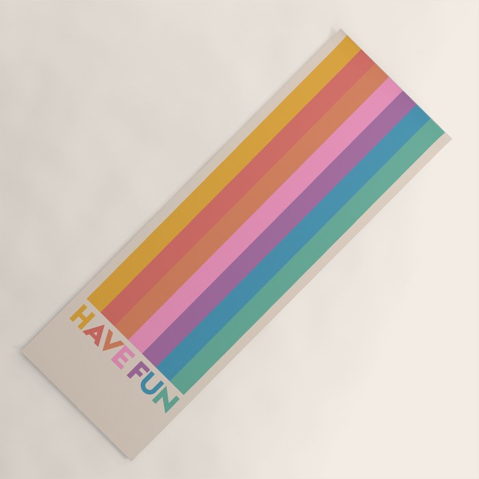 Vintage Rainbow Have Fun Text Yoga Mat Gallery Image 1