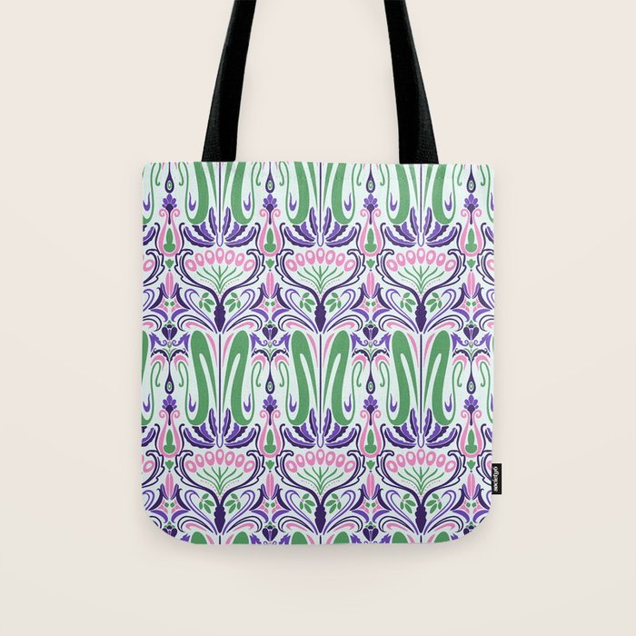 Art Nouveau Pattern 1 - Purple, Pink, Green Tote Bag Gallery Image 1