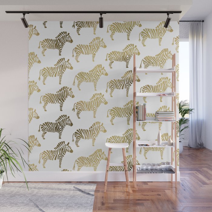 Golden Zebras Wall Mural Gallery Image 1