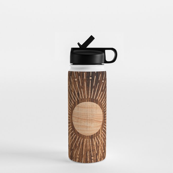 Boho sun Island style wood inlay art  Water Bottle Gallery Image 1