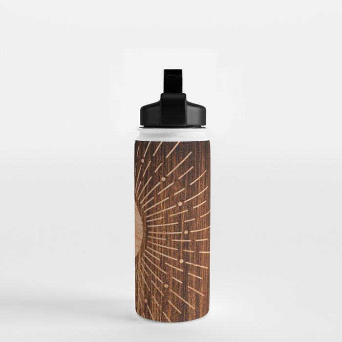 Boho sun Island style wood inlay art  Water Bottle Gallery Image 2
