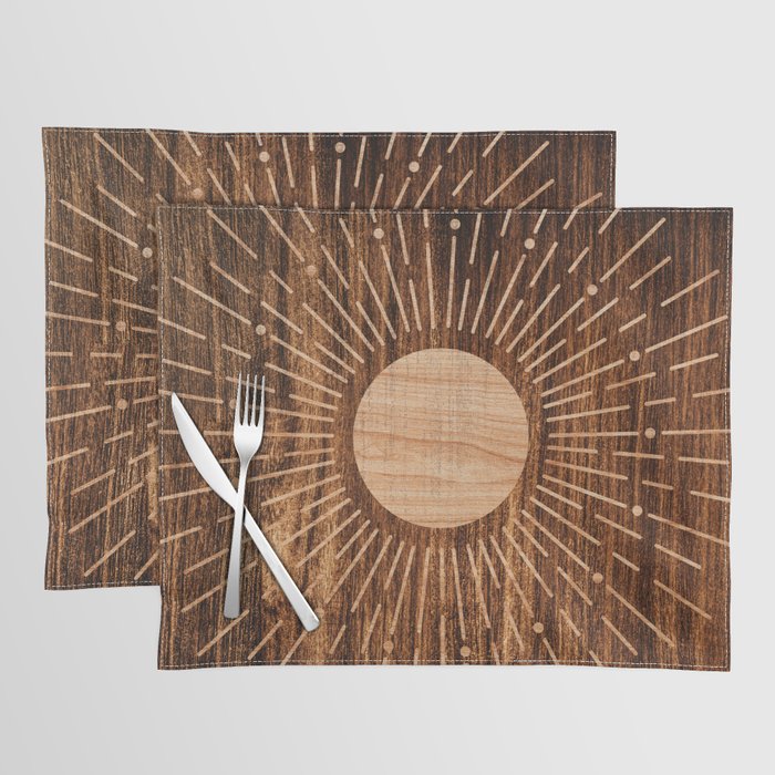 Boho sun Island style wood inlay art  Placemat Gallery Image 1
